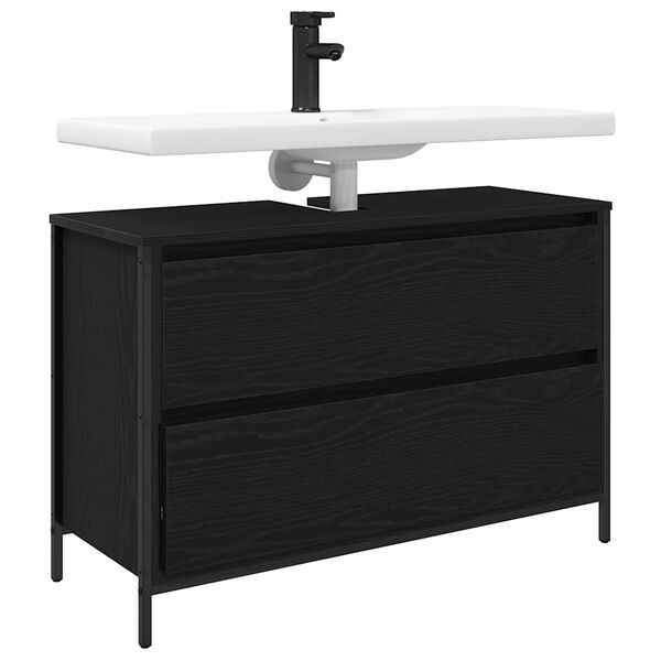 vidaXL Kylpyhuoneen allaskaappi laatikoilla musta tammi 90x34,5x60 cm