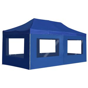 vidaXL Kokoontaittuva juhlateltta seinill&auml; alumiini 6x3 m sininen