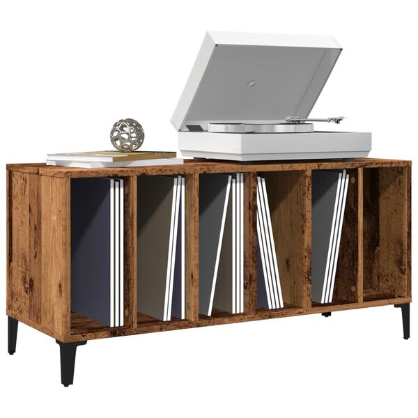 vidaXL LP-levyjen s&auml;ilytyskaappi vanha puu 100x38x48 cm tekninen puu