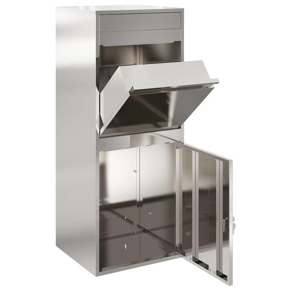 vidaXL Pakettipostilaatikko Hopea 47,5 x 38 x 59 cm Ruostumaton ter&auml;s