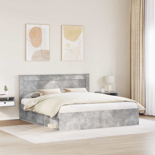 vidaXL S&auml;ngyn runko Betoni 6FT Super King Size Massiivinen m&auml;nty