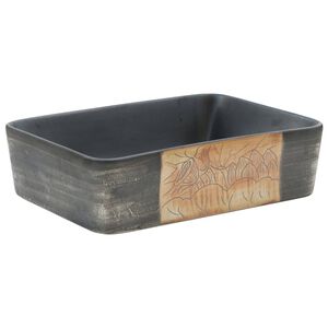 vidaXL Pesuallas tasolle musta suorakaide 46x35,5x13 cm keraaminen