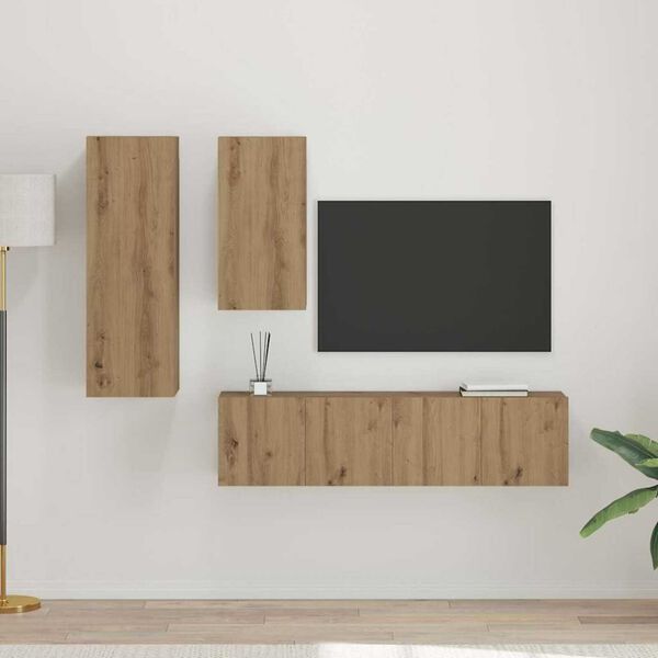 vidaXL TV-tasosetti 4 pcs artesaani tammi 30,5 x 30 x 90 cm