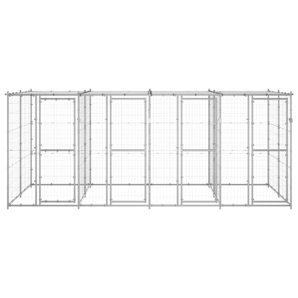 vidaXL Koiran ulkoh&auml;kki katolla galvanoitu ter&auml;s 9,68 m&sup2;