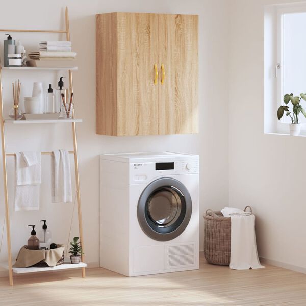 vidaXL Sein&auml;kiinnitett&auml;v&auml; kaappi Sonoma-tammi 69,5x34x90 cm