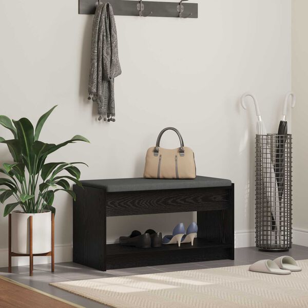 vidaXL Halli penkki Musta Tammi 83 x 38 x 45 cm Insin&ouml;&ouml;ripuu ja kangas