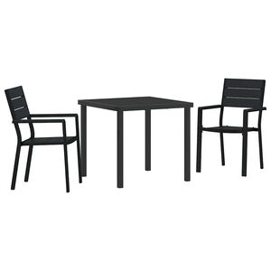 vidaXL Piharuokailu setti 3 pcs Musta Jauhemaalattu Ter&auml;s
