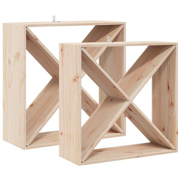 vidaXL Viinipukki 2 pcs Luonnollinen 62 x 25 x 62 cm Massiivinen mänty