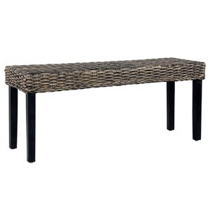 vidaXL Penkki 110 cm musta luonnollinen kubu-rottinki/t&auml;ysi mahonkipuu