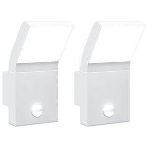 vidaXL LED Ulkosein&auml;valot sensoreilla 2 kpl valkoinen valualumiini