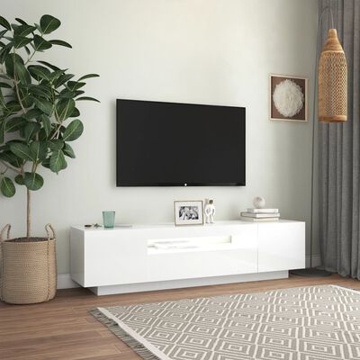 vidaXL TV-taso LED-valoilla korkeakiilto valkoinen 160x35x40 cm