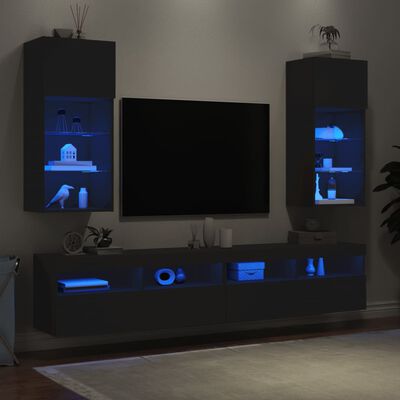 vidaXL TV-kaapit LED-valoilla 2 kpl musta 40,5x30x90 cm