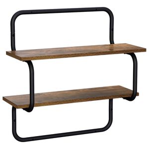 vidaXL 2-tasoinen sein&auml;hylly Savutammi 60 x 24,5 x 61 cm Tekninen puu