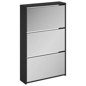 vidaXL Kenk&auml;kaappi peilill&auml; 3-kerroksinen musta 63x17x102,5 cm