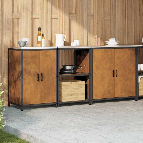 vidaXL Keittiön säilytyssarja hyllyllä Muut 3 pcs Ruosteinen Teräs