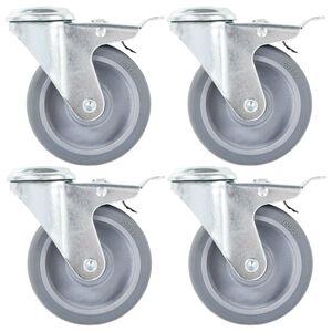 vidaXL Rullapy&ouml;r&auml;t pultinrei&acute;ill&auml; ja kaksoisjarruilla 4 kpl 50 mm