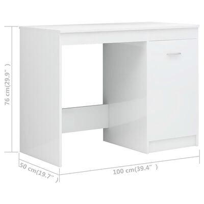 vidaXL Työpöytä korkeakiilto valkoinen 140x50x76 cm lastulevy