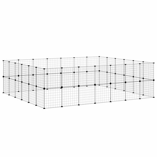 vidaXL 52-paneelinen lemmikkihäkki ovella musta 35x35 cm teräs