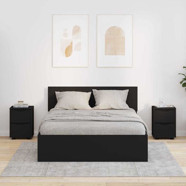 vidaXL Y&ouml;p&ouml;yd&auml;t 2 pcs Musta 30,5 x 30 x 43 cm Tekninen puu