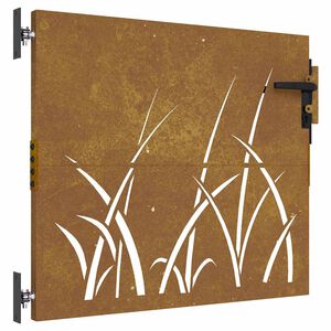 vidaXL Puutarhaportti 85x75 cm Corten-ter&auml;s Ruohokuvio