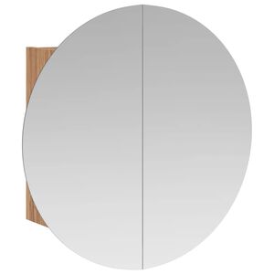 vidaXL Kylpyhuoneen kaappi ja py&ouml;re&auml; peili LED-valot tammi 40x40x17,5