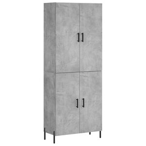 vidaXL Kaappi betoninharmaa 69,5x34x180 cm tekninen puu