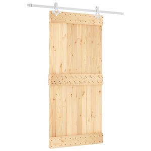 vidaXL Liukuovi 95 x 210 cm Massiivinen m&auml;nty (k&auml;sittelem&auml;t&ouml;n)