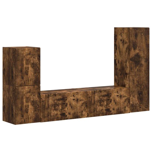 vidaXL TV-tasosetti Sein&auml;kiinnitett&auml;v&auml; 4 pcs Savup&auml;hkin&auml; Tekninen puu