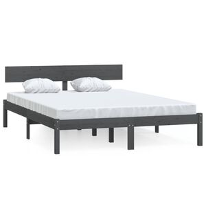 vidaXL S&auml;ngynrunko harmaa t&auml;ysi puu 120x190 cm Small Double
