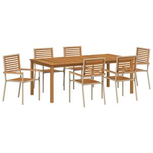 vidaXL Piharuokailu setti 7 pcs Beige Polyrotangi