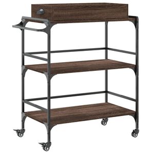 vidaXL Keitti&ouml;vaunu ruskea tammi 81,5x41x92,5 cm tekninen puu