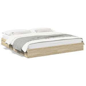 vidaXL S&auml;ngynrunko laatikoilla Sonoma-tammi 200x200 cm tekninen puu