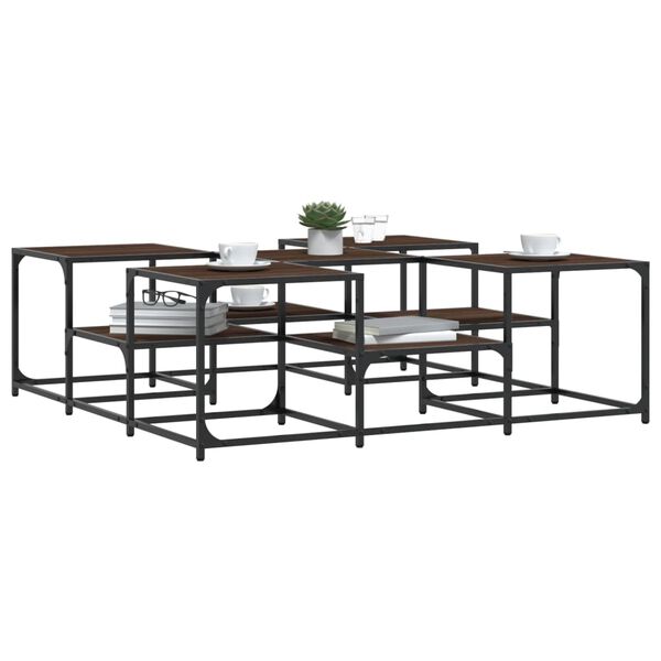 vidaXL Sohvap&ouml;yt&auml; ruskea tammi 121x121x40 cm tekninen puu