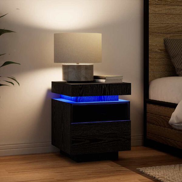 vidaXL Y&ouml;p&ouml;yt&auml;kaappi Musta tammi. 40 x 39 x 48,5 cm Tekninen puu