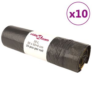 vidaXL Roskapussit kiristysny&ouml;reill&auml; 250 kpl musta 35 l