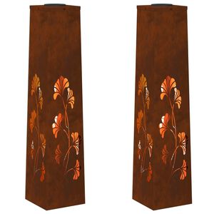 vidaXL Aurinko LED-polkuvalo 2 kpl L&auml;mpim&auml;n Valkoinen 18 x 18 x 80 cm