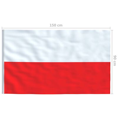 vidaXL Puolan lippu ja tanko alumiini 6 m