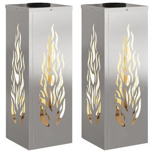 vidaXL Aurinko LED-polkuvalo 2 kpl L&auml;mpim&auml;n Valkoinen 18 x 18 x 50 cm