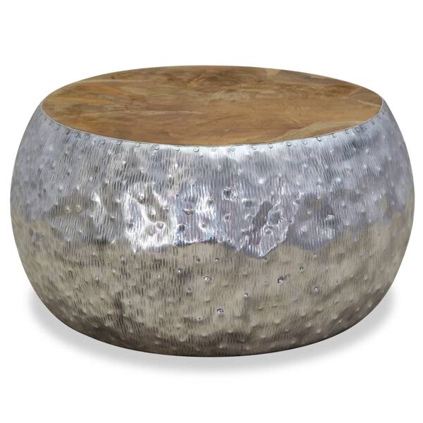 vidaXL Sohvapöytä Alumiini tiikki 60x60x30 cm