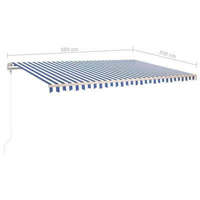 vidaXL Manuaalisesti kelattava markiisi LED-valot 5x3,5m sinivalkoinen