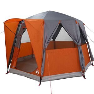 vidaXL M&ouml;kki teltta 3-hengen Harmaa ja oranssi 320 x 320 x 203 cm