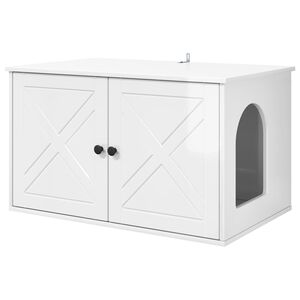 vidaXL Kissatalo Kiilt&auml;v&auml; Valkoinen 85 x 55 x 50,5 cm Tekninen puu
