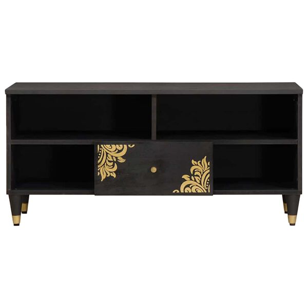 vidaXL TV-kaappi hyllyllä Musta 100 x 33 x 46 cm Kiinteä mango puu