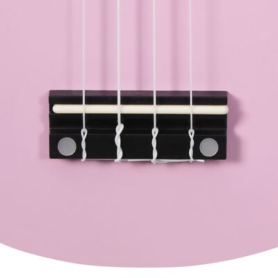 vidaXL Sopraano ukulelesarja laukulla lapsille vaaleanpunainen 23"