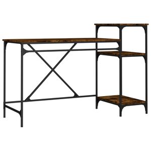 vidaXL Ty&ouml;p&ouml;yt&auml; hyllyill&auml; savutammi 135x50x90 cm tekninen puu ja rauta