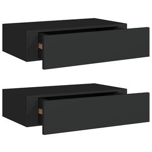vidaXL Sein&auml;laatikkohyllyt 2 kpl musta 40x23,5x10 cm MDF