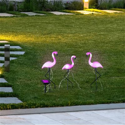 HI Puutarhan aurinkokenno LED valaisin Flamingo 3 kpl