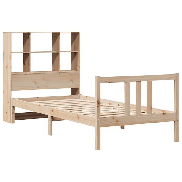 vidaXL Sänky kirjahyllyllä ilman patjaa 90x190 cm täysi mänty
