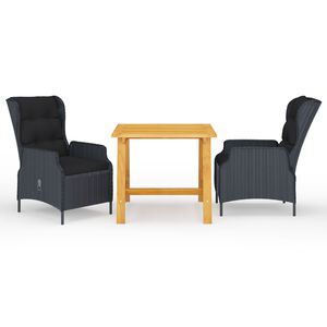 vidaXL 5-osainen Ulkoruokailuryhmä tummanharmaa