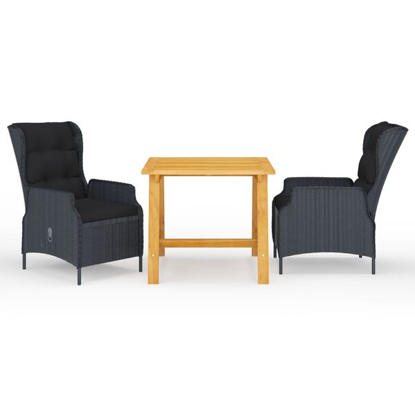 vidaXL 3-osainen Puutarhan ruokailuryhmä ruskea